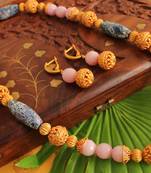 Unique Handmade Matte Finish Beads Baby Pink Necklace Set