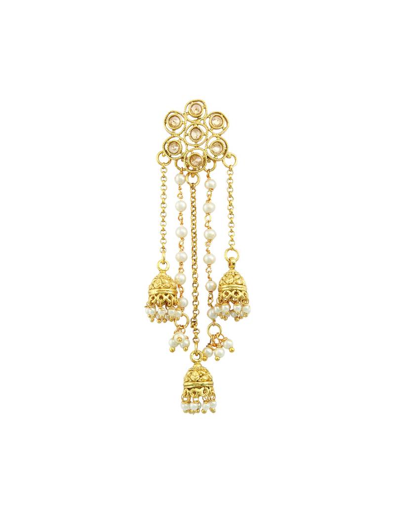 Golden beige traditional rajwadi dangle and drop earrings jewellery for women