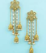 Golden beige traditional rajwadi dangle and drop earrings jewellery for women