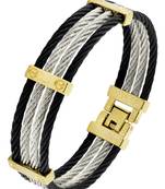 Rope black gold silver 316l surgical stainless steel openable free size kada bangle bracelet for men