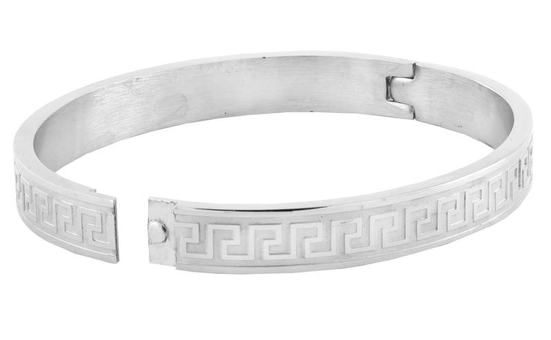 Italian designer silver 316l surgical stainless steel openable free size kada bangle bracelet men