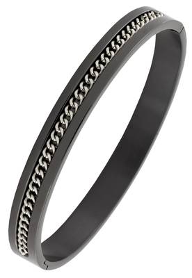 Designer curb silver black 316l surgical stainless steel openable free size kada bangle bracelet men 1
