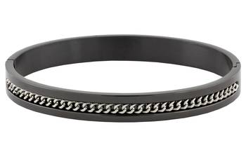 Designer curb silver black 316l surgical stainless steel openable free size kada bangle bracelet men 2