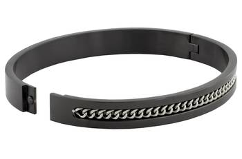 Designer curb silver black 316l surgical stainless steel openable free size kada bangle bracelet men 3