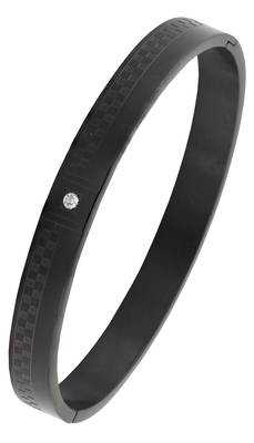 Formula 1 checks american diamond black stainless steel openable free size kada bangle bracelet men boy 1