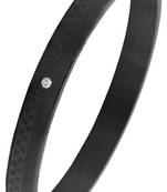 Formula 1 checks american diamond black stainless steel openable free size kada bangle bracelet men boy