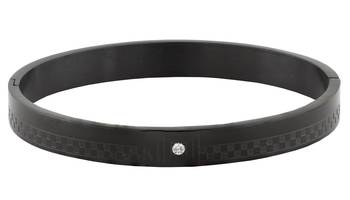 Formula 1 checks american diamond black stainless steel openable free size kada bangle bracelet men boy 2