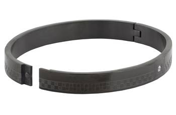 Formula 1 checks american diamond black stainless steel openable free size kada bangle bracelet men boy 3