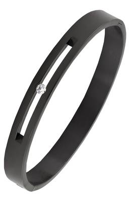 Formula 1 checks american diamond black stainless steel openable free size kada bangle bracelet men boy 1