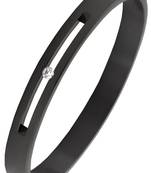 Formula 1 checks american diamond black stainless steel openable free size kada bangle bracelet men boy