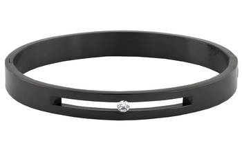 Formula 1 checks american diamond black stainless steel openable free size kada bangle bracelet men boy 2