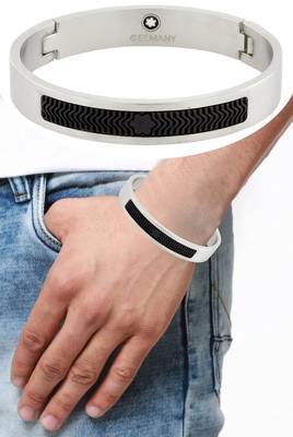 German luxury designer silver black 316l surgical stainless steel kada bangle bracelet for men 3