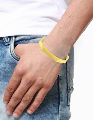 Handcuff 18k gold plated 316l surgical stainless steel cuff kada bangle bracelet for men 2