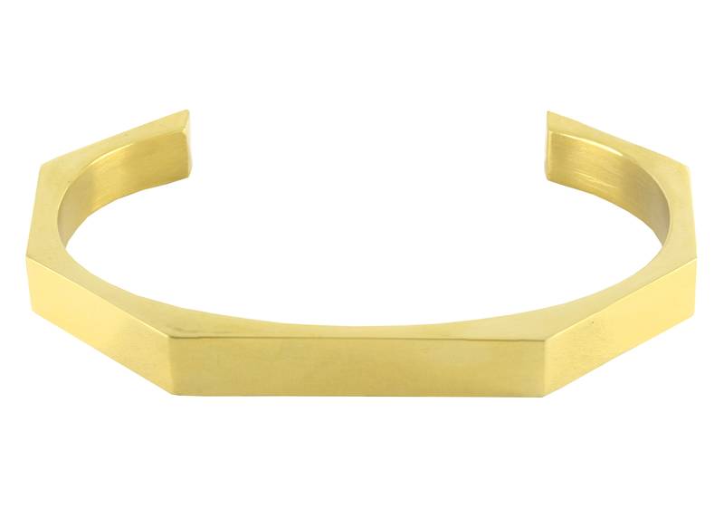 Handcuff 18k gold plated 316l surgical stainless steel cuff kada bangle bracelet for men