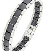Black ceramic silver plated 316l surgical stainless steel bracelet for boys men