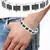 Checkered black ceramic silver plated 316l surgical stainless steel bracelet for boys men