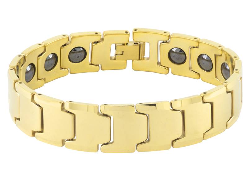 Glossy 18k gold plated 316l surgical stainless steel bracelet for boys men