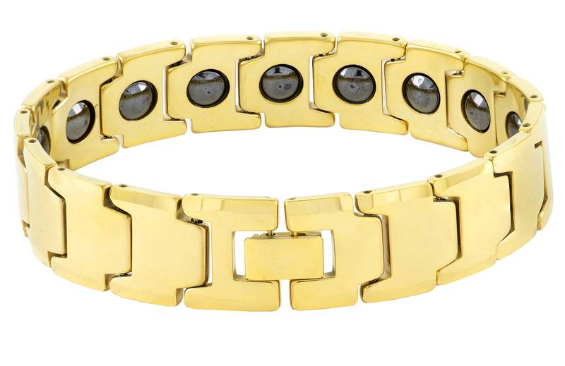 Glossy 18k gold plated 316l surgical stainless steel bracelet for boys men