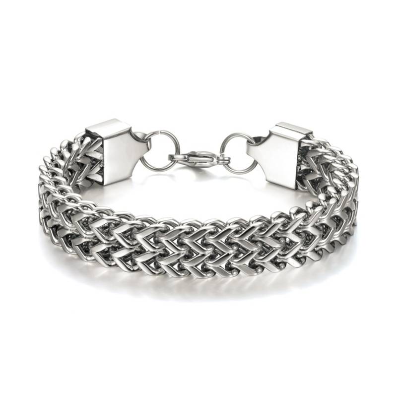 Wheat glossy silver plated 316l surgical stainless steel bracelet for boys men