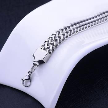 Wheat glossy silver plated 316l surgical stainless steel bracelet for boys men 3