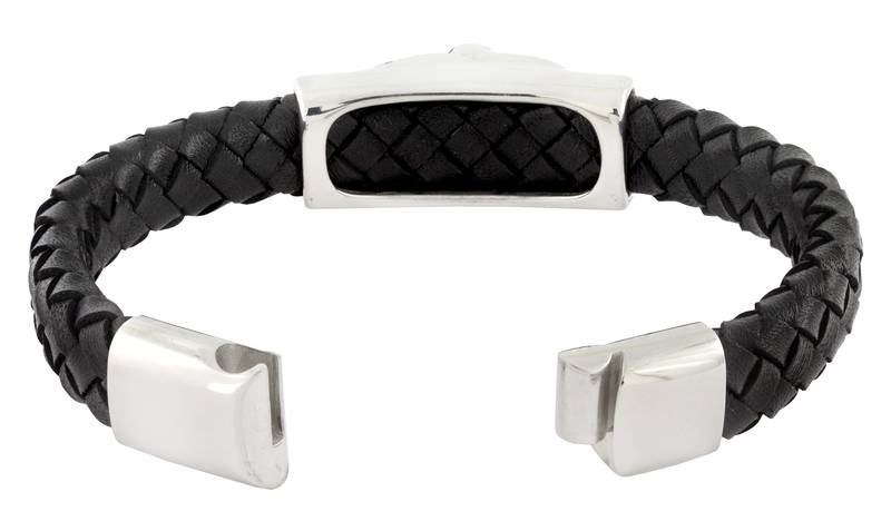 Punk lion high quality braided 100% genuine leather 316l stainless steel wrist band bracelet for men