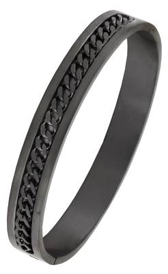 Designer curb silver black 316l surgical stainless steel openable free size kada bangle bracelet men 1