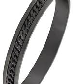 Designer curb silver black 316l surgical stainless steel openable free size kada bangle bracelet men