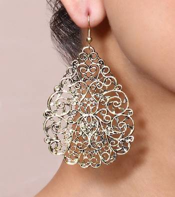 Gold Stencil Filigree Earrings 1
