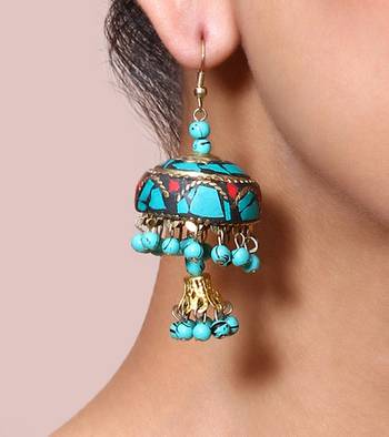 Turquoise Laak Double Jhumki 1