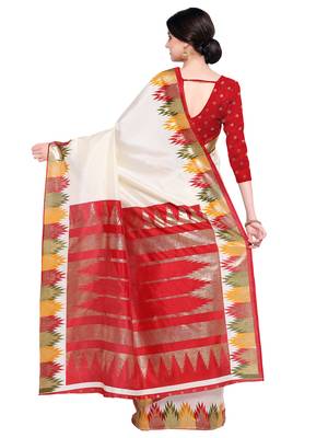Cream festive saree with blouse 2