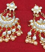 Polki Diamond Pearl Chand Bali Earrings