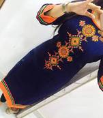Blue Embroidered Designer stitched kurti