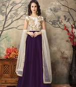 Wine embroidered taffeta salwar with dupatta