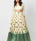 Multicolor embroidered cotton silk semi stitched lehenga with dupatta