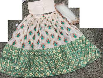 Multicolor embroidered cotton silk semi stitched lehenga with dupatta 2