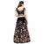 Fabron Navy blue embroidered semi velvet semi stitched lehenga choli material with peach net dupatta