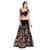Fabron Navy blue embroidered semi velvet semi stitched lehenga choli material with peach net dupatta
