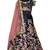 Fabron Navy blue embroidered semi velvet semi stitched lehenga choli material with peach net dupatta