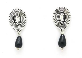 Antique  Stud Earring For  Women  And  Girls  With Black Crystal Drop 3