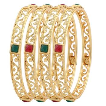 Beautiful Gorgeous Gold Plated Bangles for Women & Girls (Pack of 4) 1