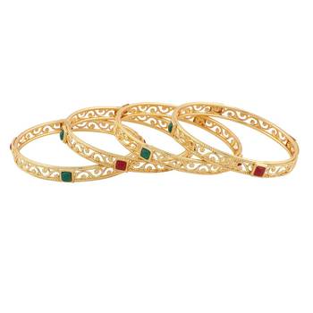 Beautiful Gorgeous Gold Plated Bangles for Women & Girls (Pack of 4) 2