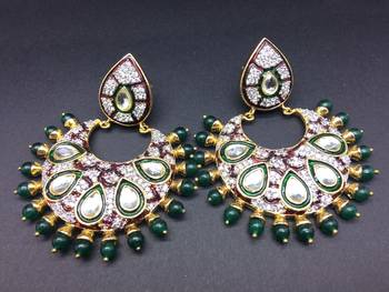 Kundan And Meenakari Work Ethnic Earrings Pair 1