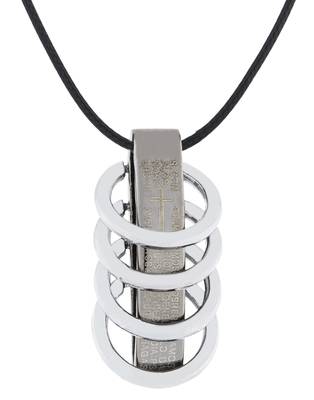 Funky Punk Biker 5 Rings Black Surgical Stainless Steel Pendant Necklace Chain For Boys Men 1
