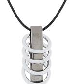 Funky Punk Biker 5 Rings Black Surgical Stainless Steel Pendant Necklace Chain For Boys Men