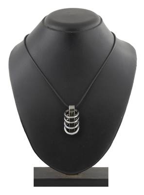 Funky Punk Biker 5 Rings Black Surgical Stainless Steel Pendant Necklace Chain For Boys Men 2