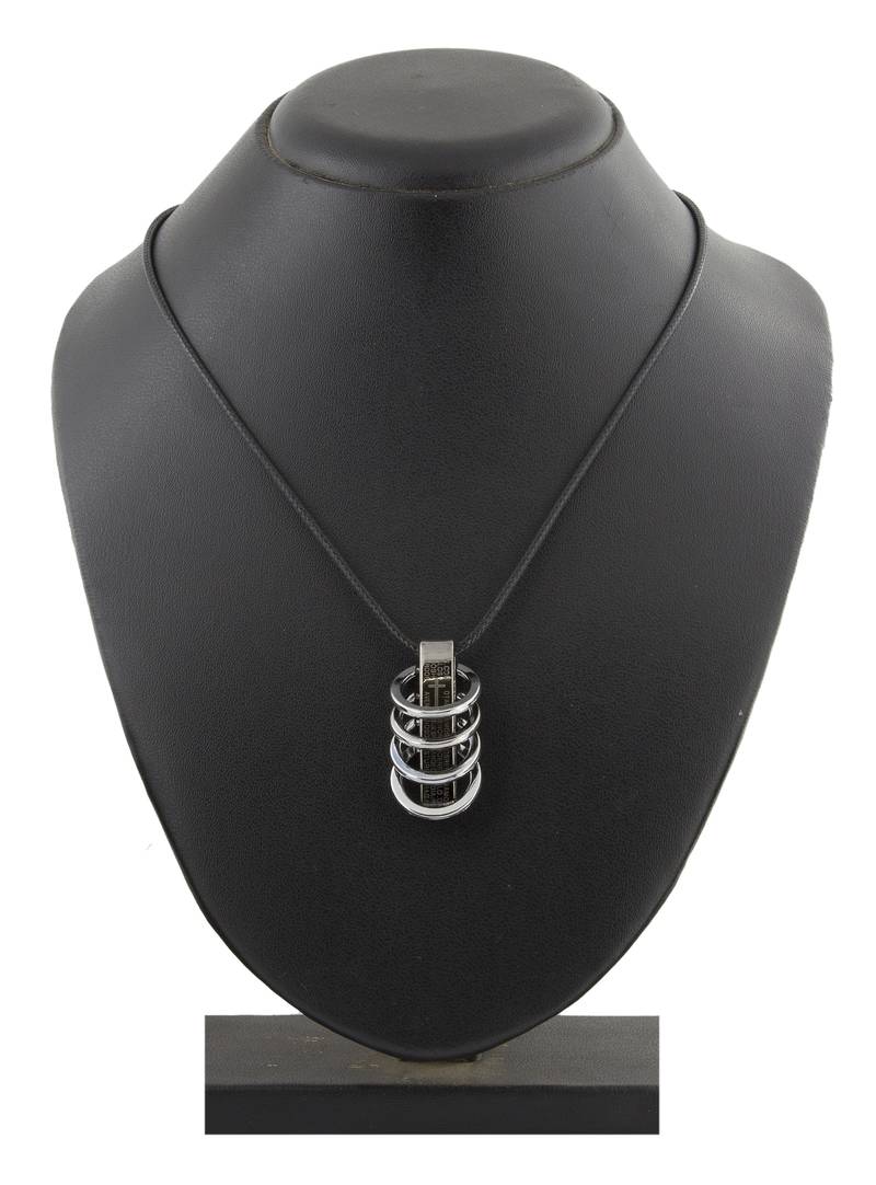 Funky Punk Biker 5 Rings Black Surgical Stainless Steel Pendant Necklace Chain For Boys Men