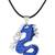 Punk Biker Dragon Snake Blue Surgical Stainless Steel Pendant Necklace Chain For Boys Men