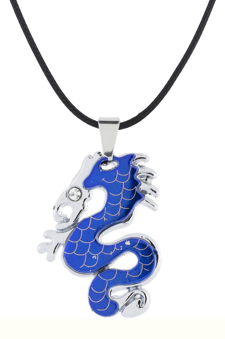 Punk Biker Dragon Snake Blue Surgical Stainless Steel Pendant Necklace Chain For Boys Men