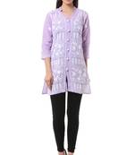Purple embroidered Pure Cotton stitched kurti