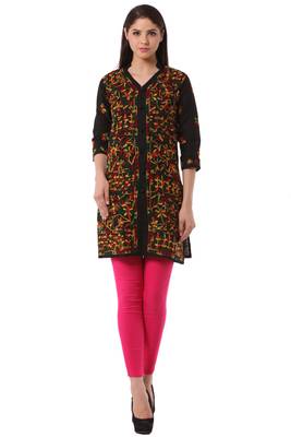 Multicolor embroidered Pure Cotton stitched kurti 1